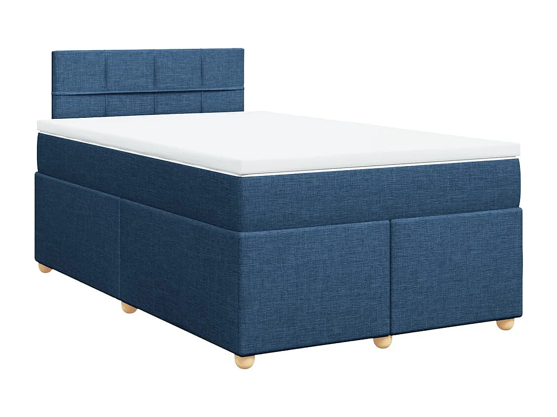 Cama boxspring com colchão 120x190 cm tecido azul