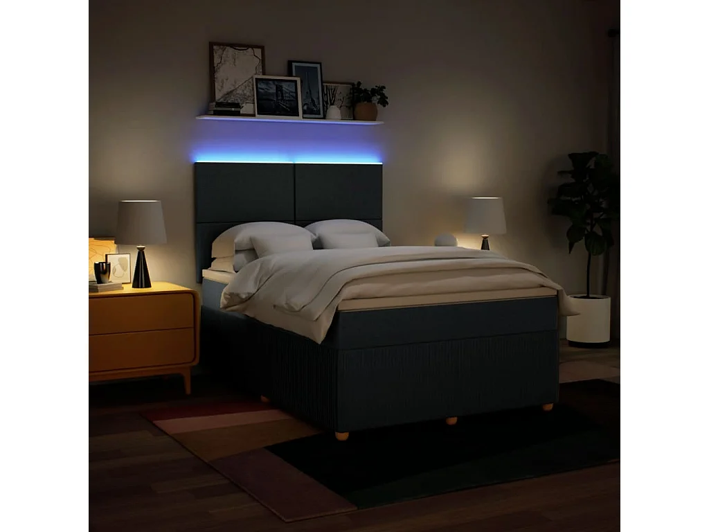 Boxspring met matras stof blauw 160x200 cm