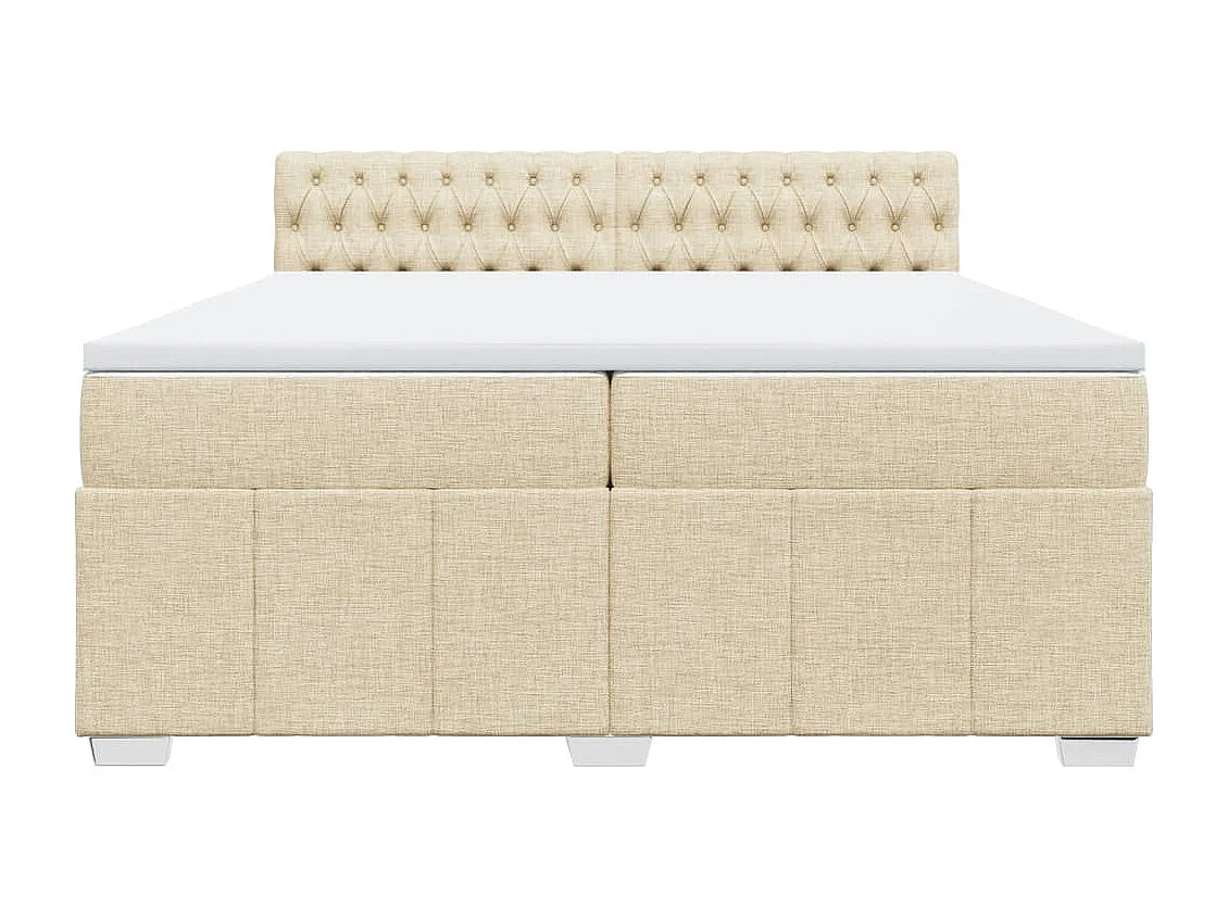 Cama com molas/colchão 200x200 cm tecido cor creme