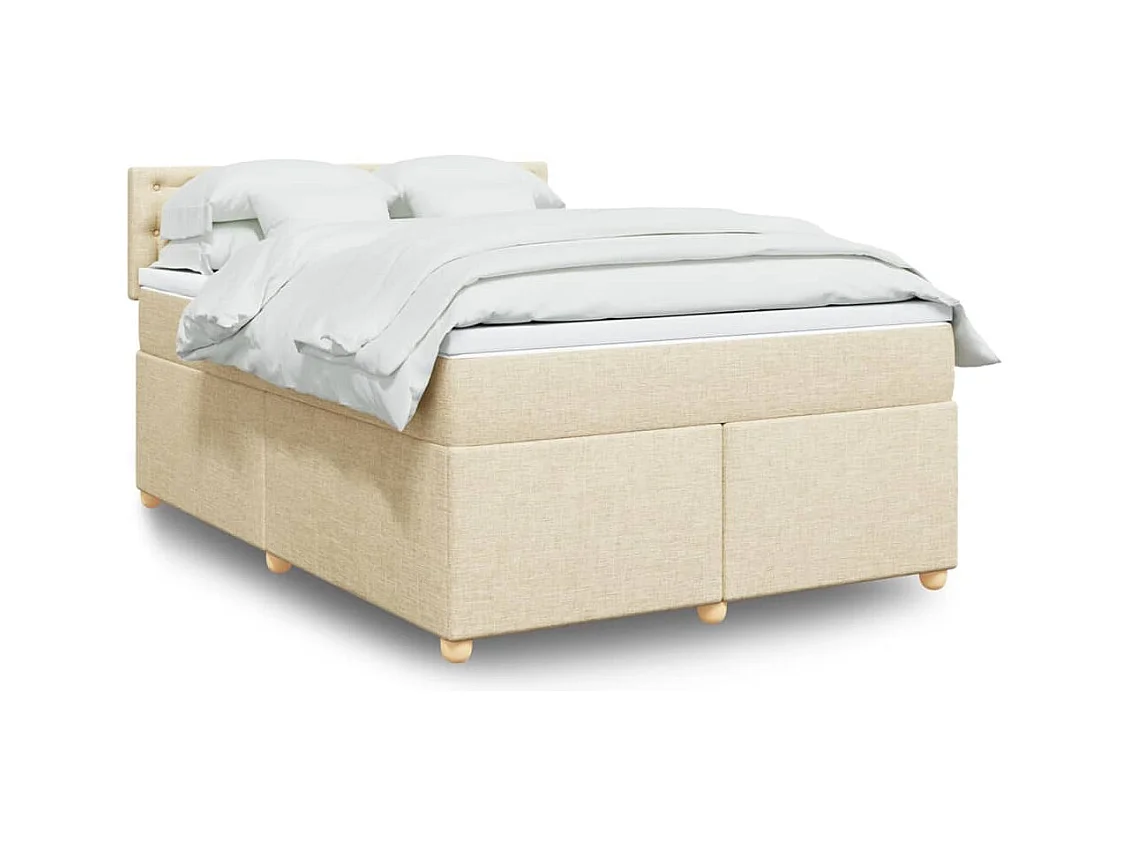 Sommier à lattes de lit avec matelas Crème 160x200 cm Tissu