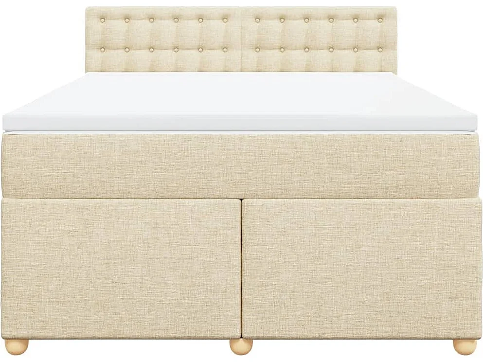 Sommier à lattes de lit avec matelas Crème 160x200 cm Tissu