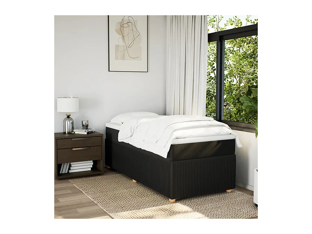 Sommier à lattes de lit avec matelas Noir 100x200 cm Tissu