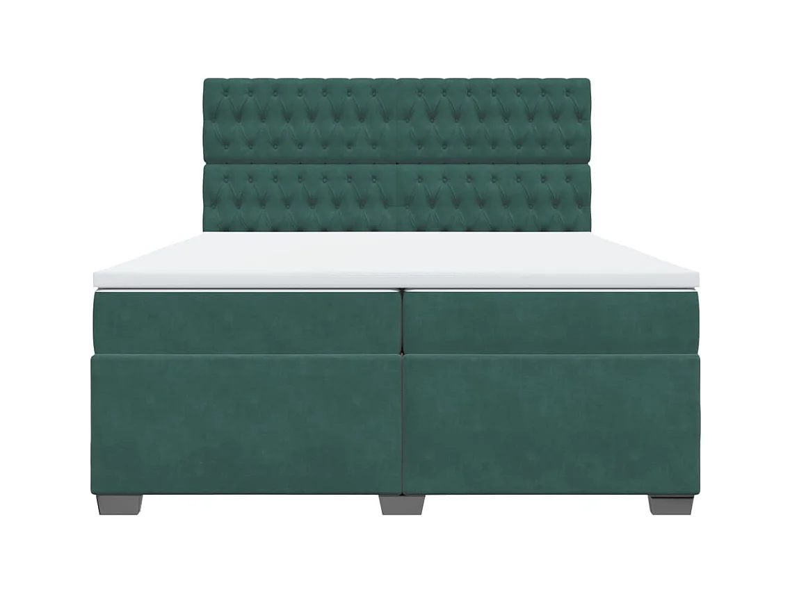 Sommier à lattes de lit et matelas Vert foncé 200x200cm Velours
