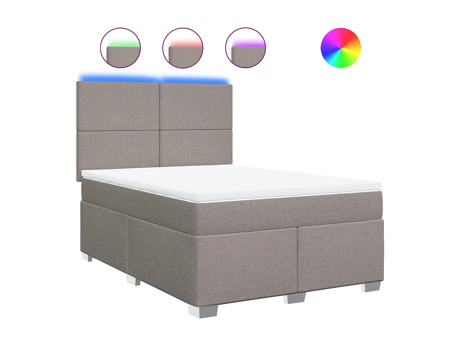 Cama box spring con colchón tela gris taupe 160x200 cm