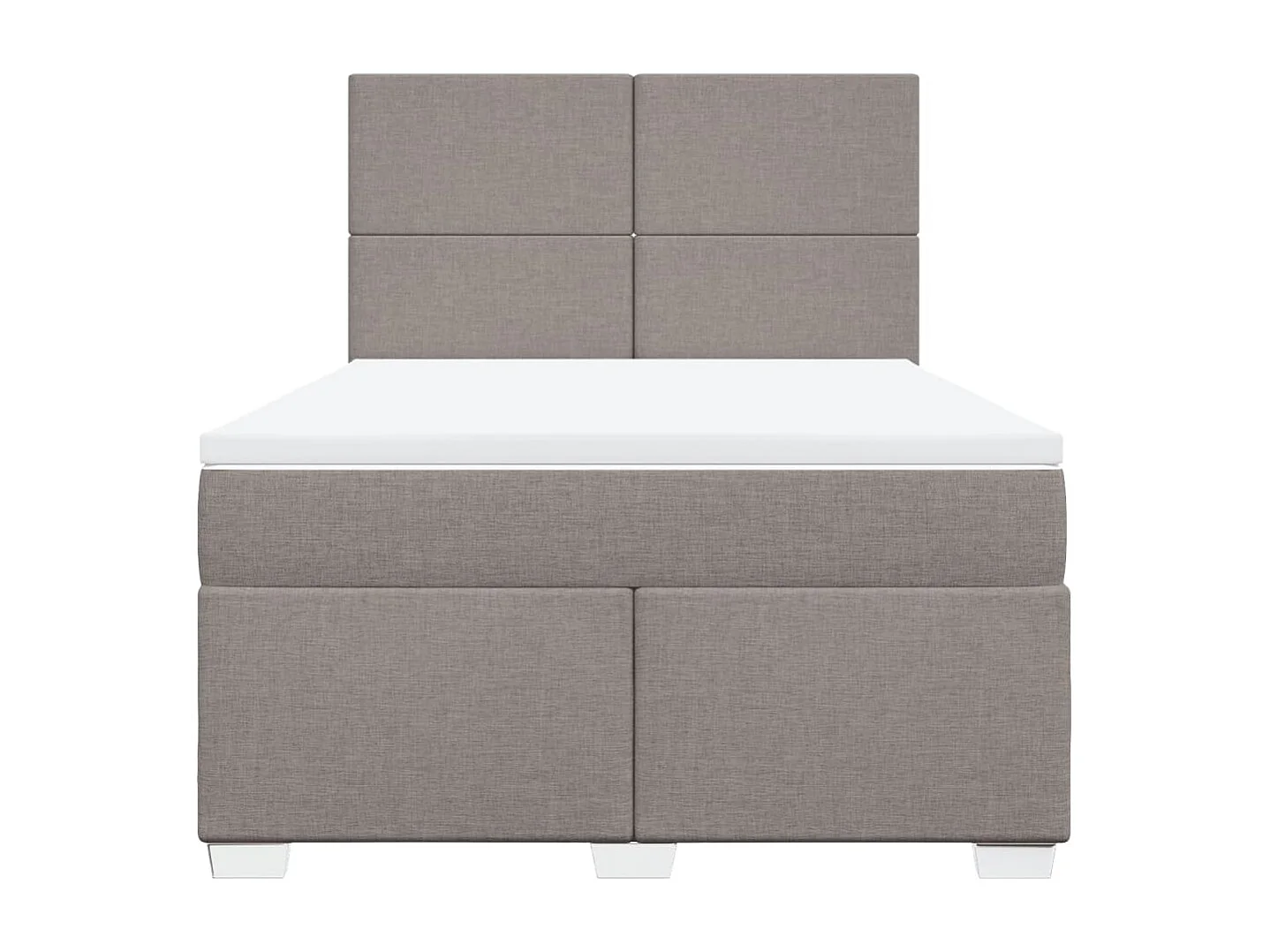 Cama box spring con colchón tela gris taupe 160x200 cm