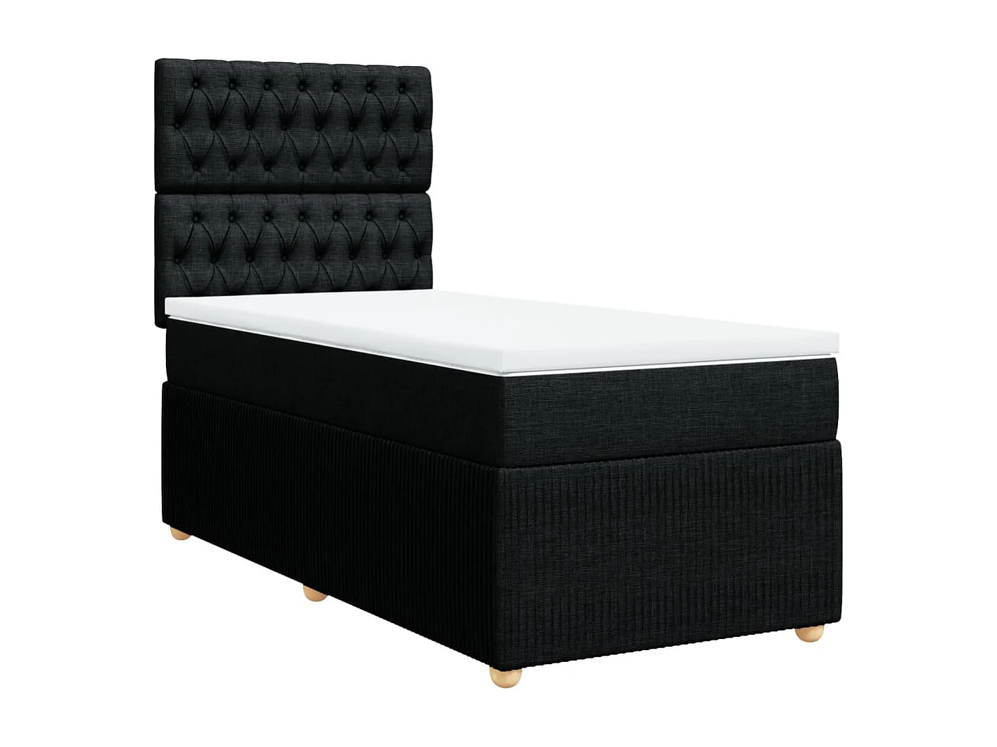 Cama box spring con colchón tela negro 100x200 cm