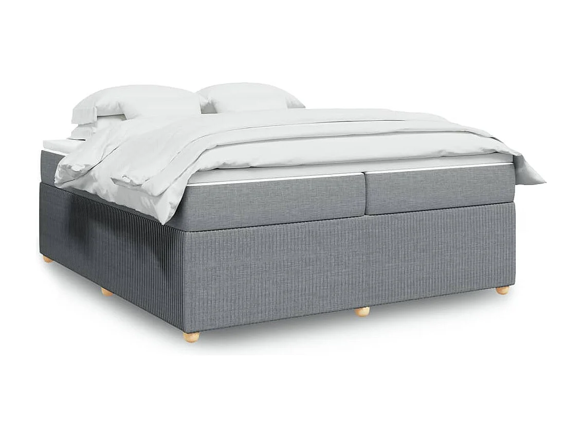 Sommier à lattes de lit avec matelas Gris clair 200x200cm Tissu