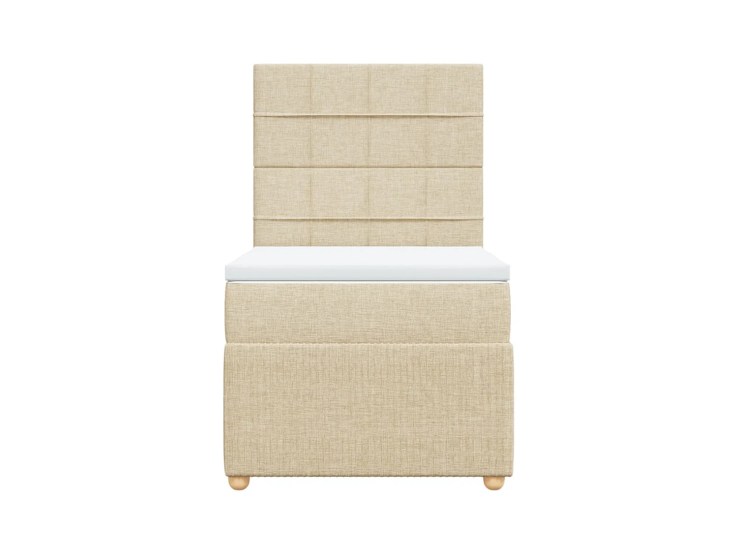 Cama box spring con colchón tela color crema 90x200 cm
