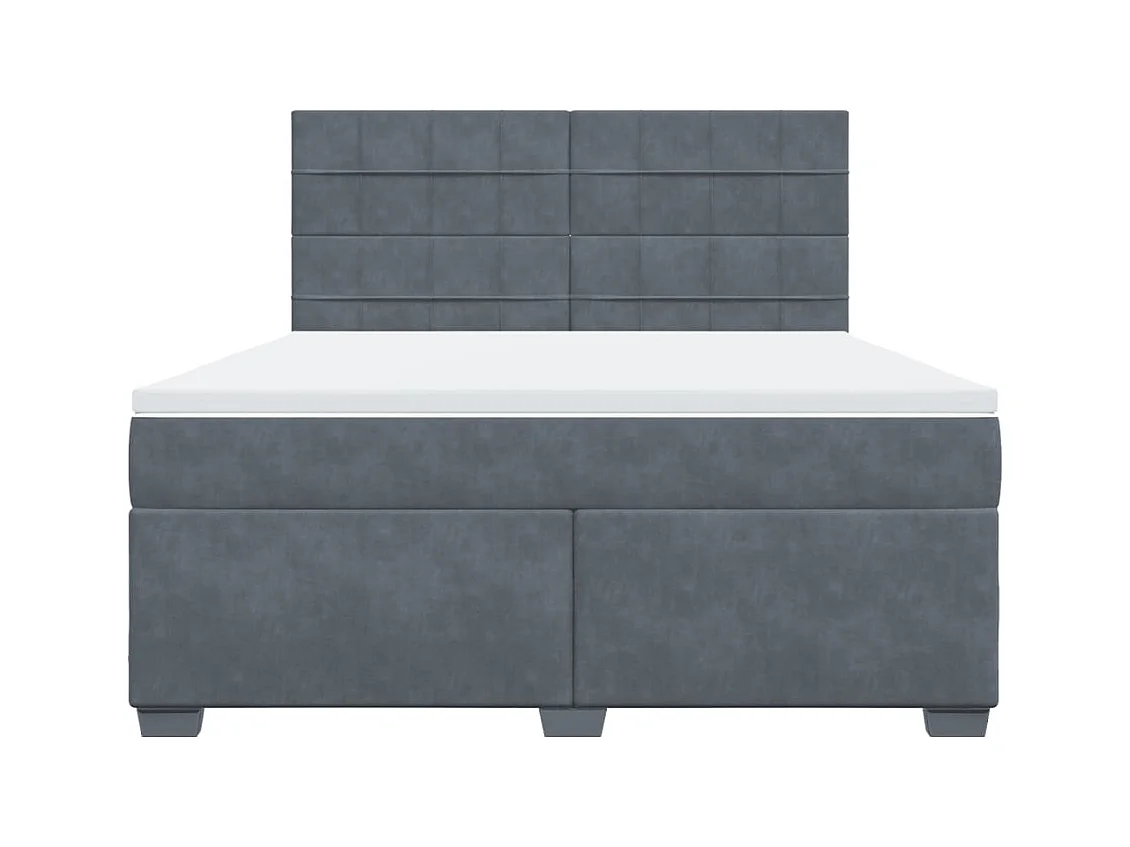Cama box spring con colchón terciopelo gris oscuro 180x200 cm
