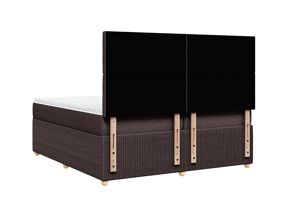 Cama box spring con colchón tela marrón oscuro 200x200 cm