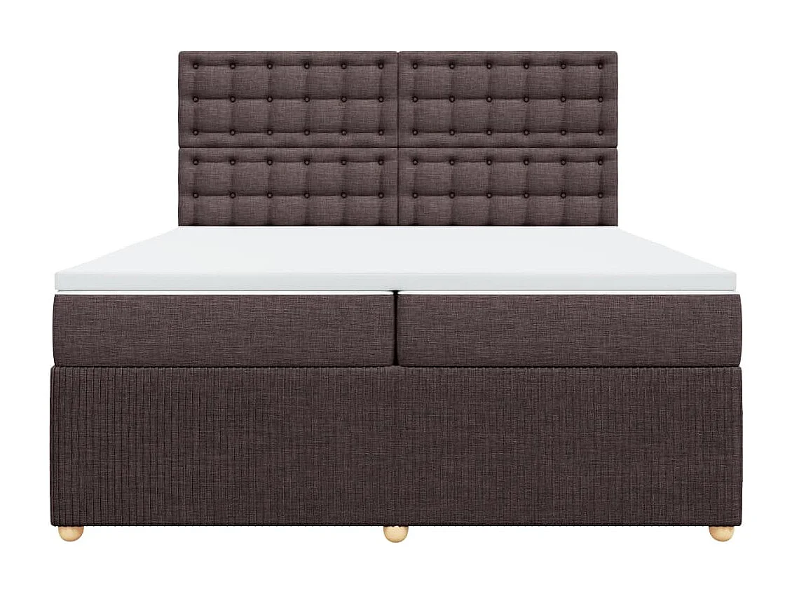 Cama box spring con colchón tela marrón oscuro 200x200 cm
