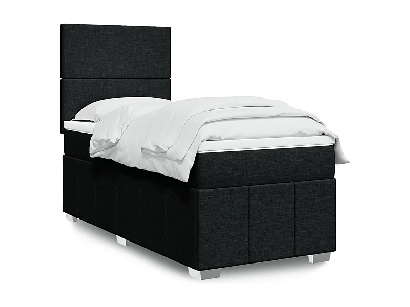 Cama com molas/colchão 90x190 cm tecido preto