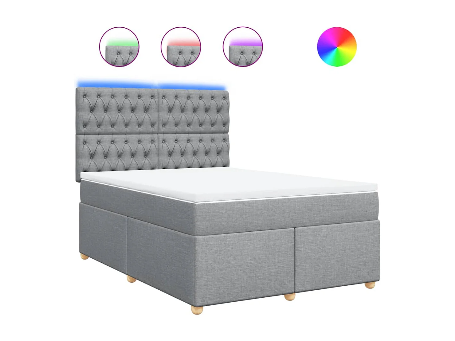 Sommier à lattes de lit avec matelas Gris clair 160x200cm Tissu