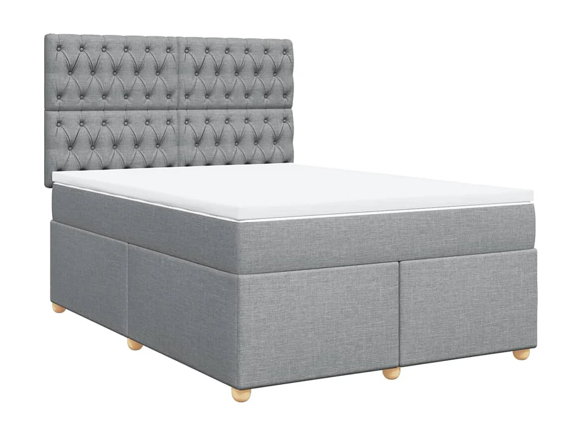 Cama box spring con colchón tela gris claro 160x200 cm