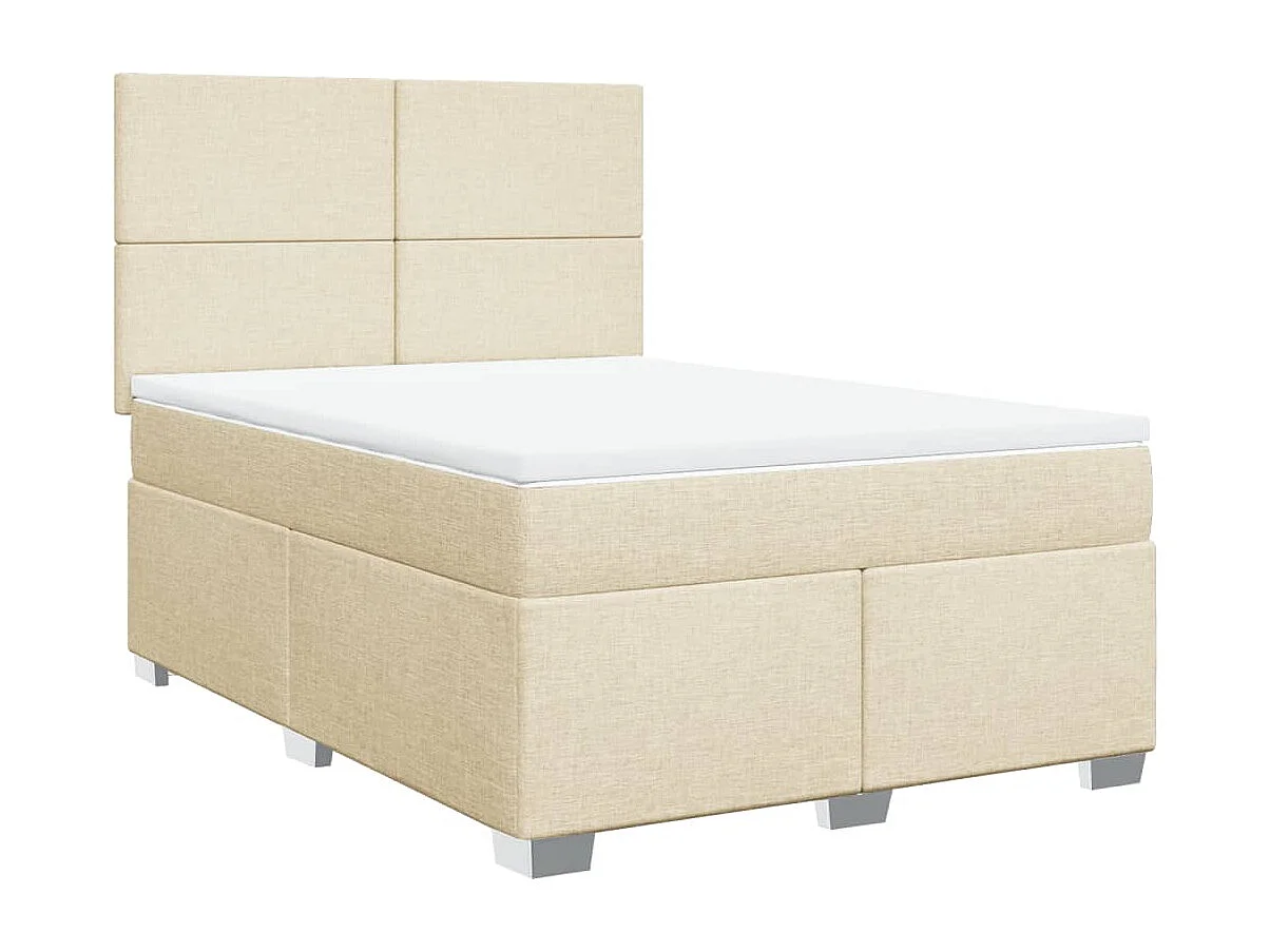 Sommier à lattes de lit avec matelas Crème 160x200 cm Tissu