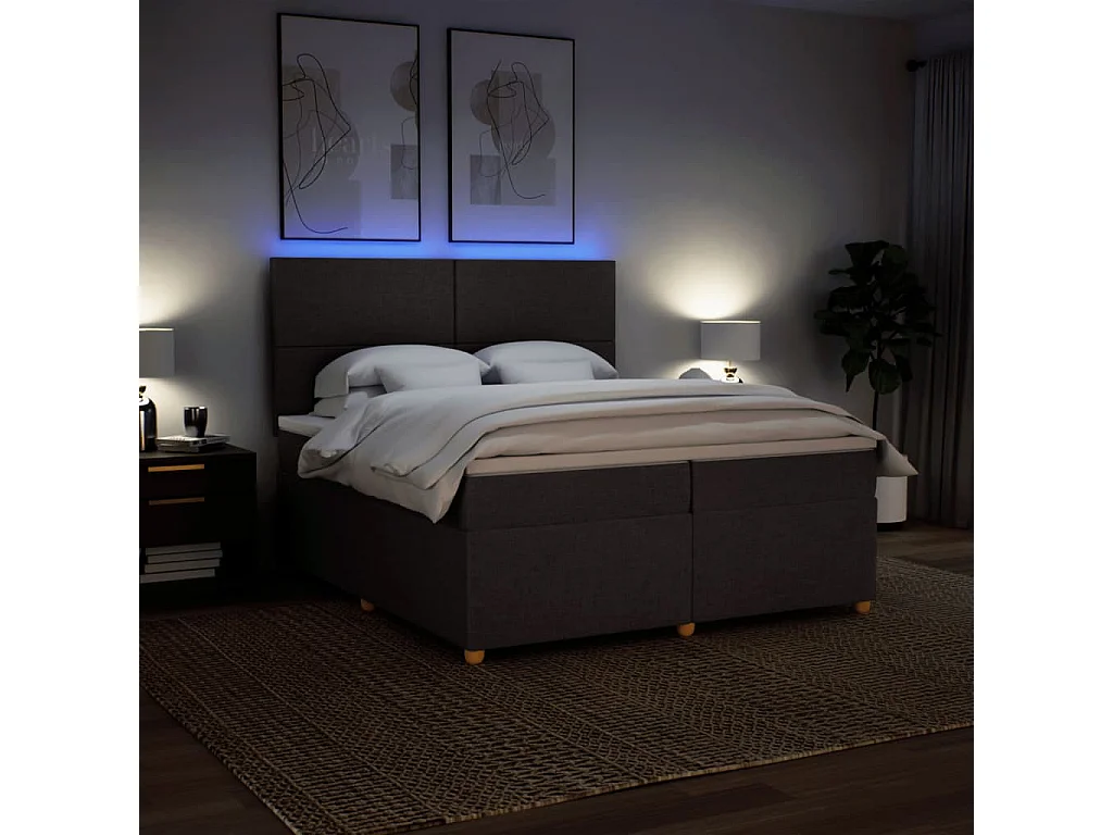 Sommier à lattes de lit avec matelas Marron foncé 200x200 cm