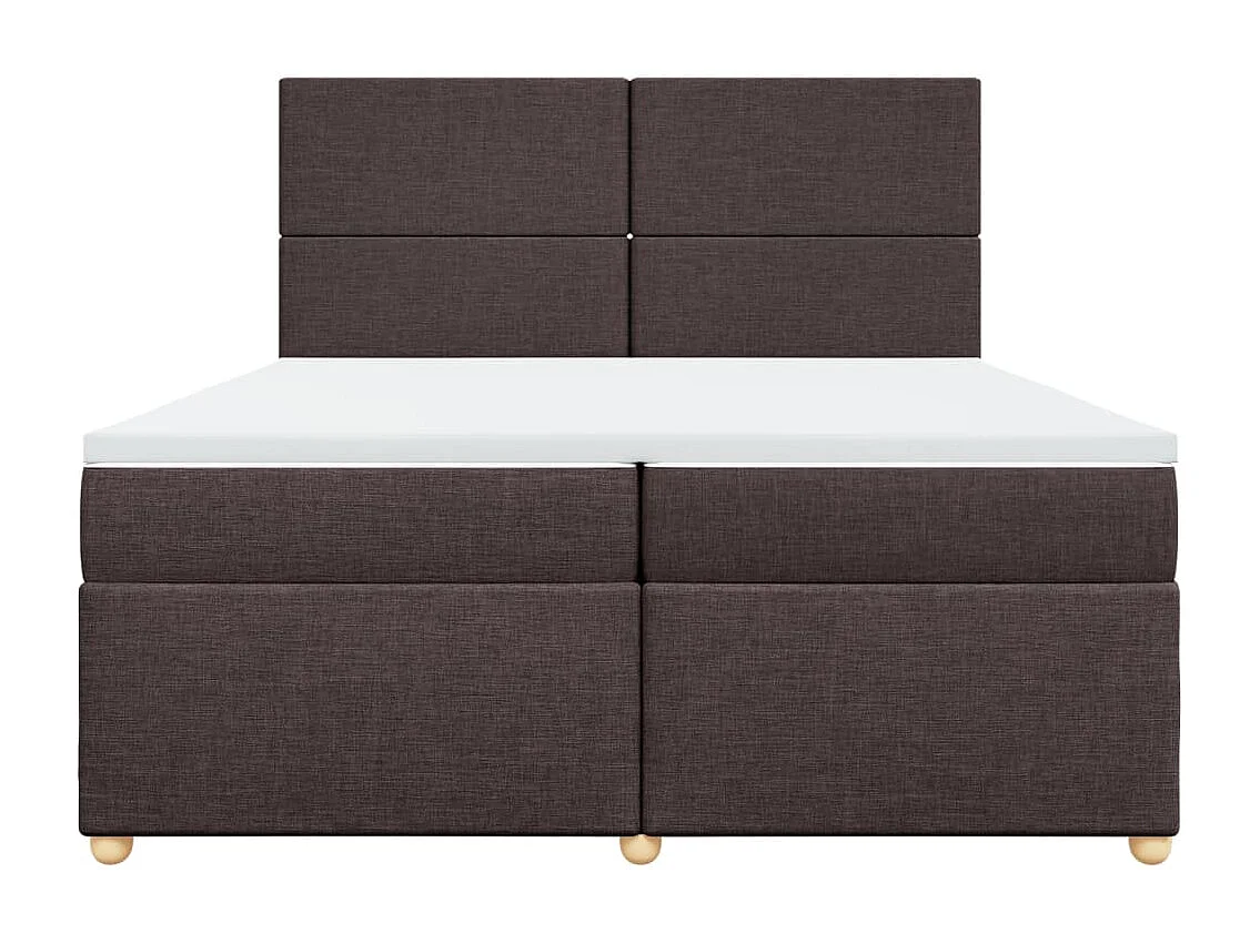 Cama box spring con colchón tela marrón oscuro 200x200 cm