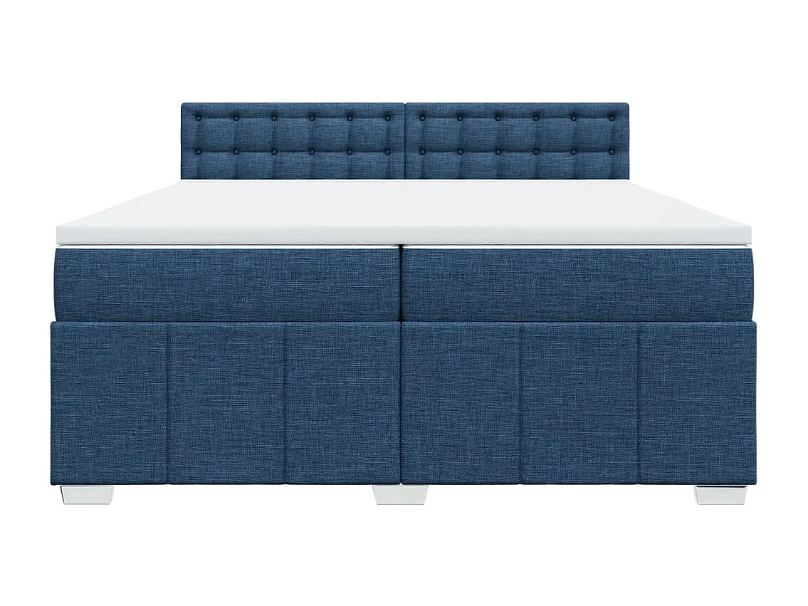 Sommier à lattes de lit avec matelas Bleu 200x200 cm Tissu