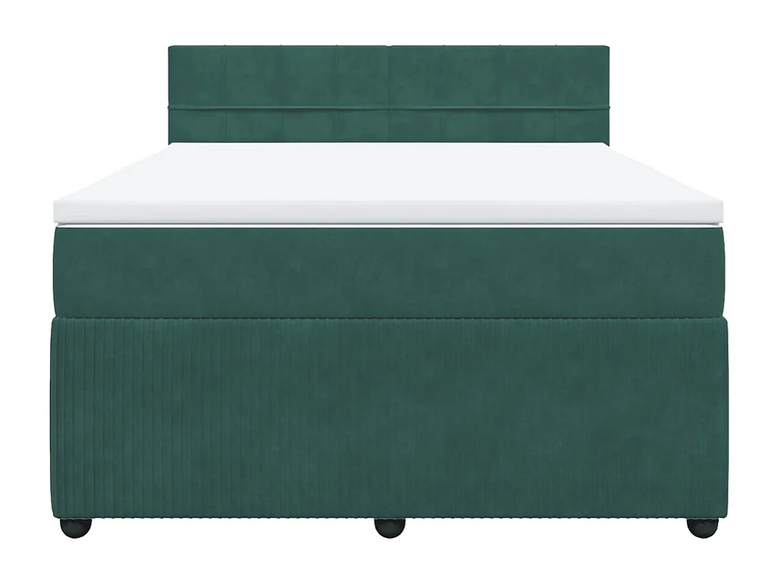 Cama com molas/colchão 160x200 cm veludo verde-escuro