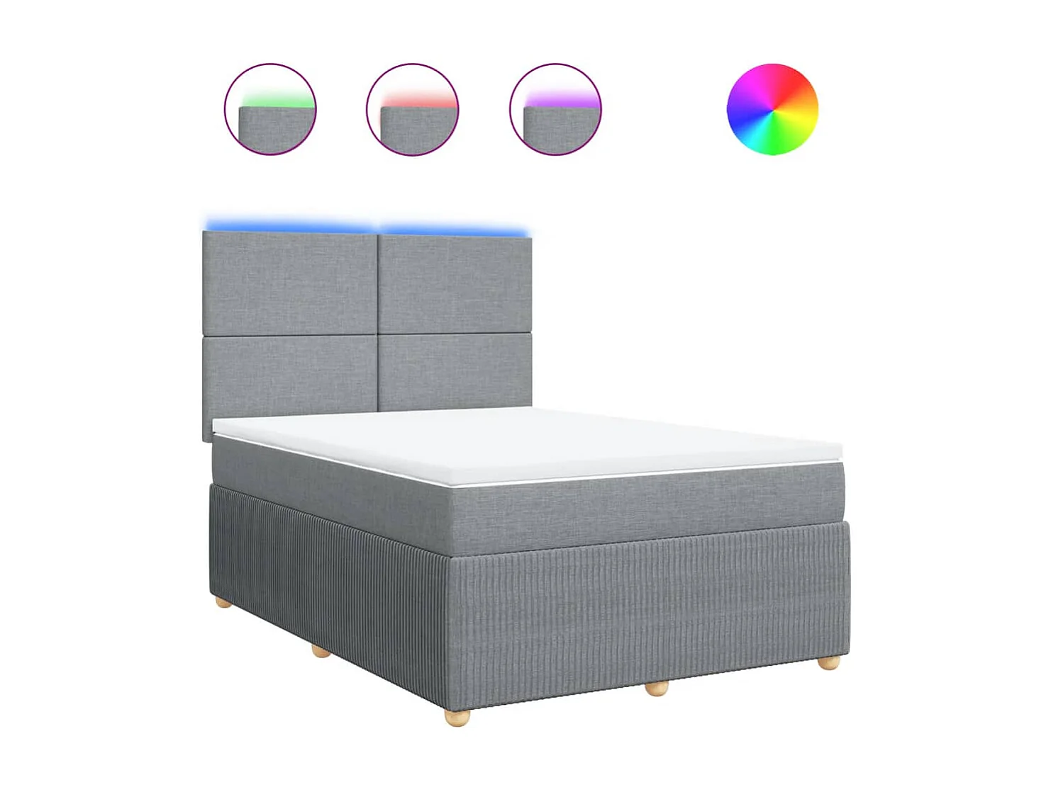 Sommier à lattes de lit avec matelas Gris clair 140x190cm Tissu