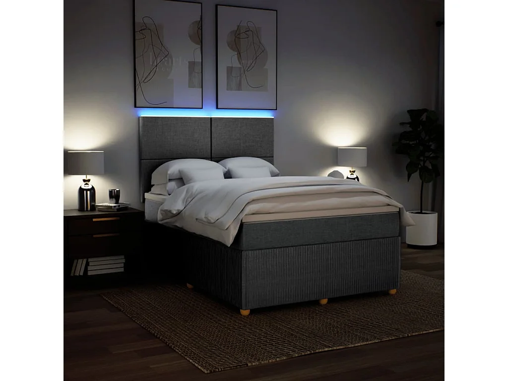 Sommier à lattes de lit avec matelas Gris clair 140x190cm Tissu