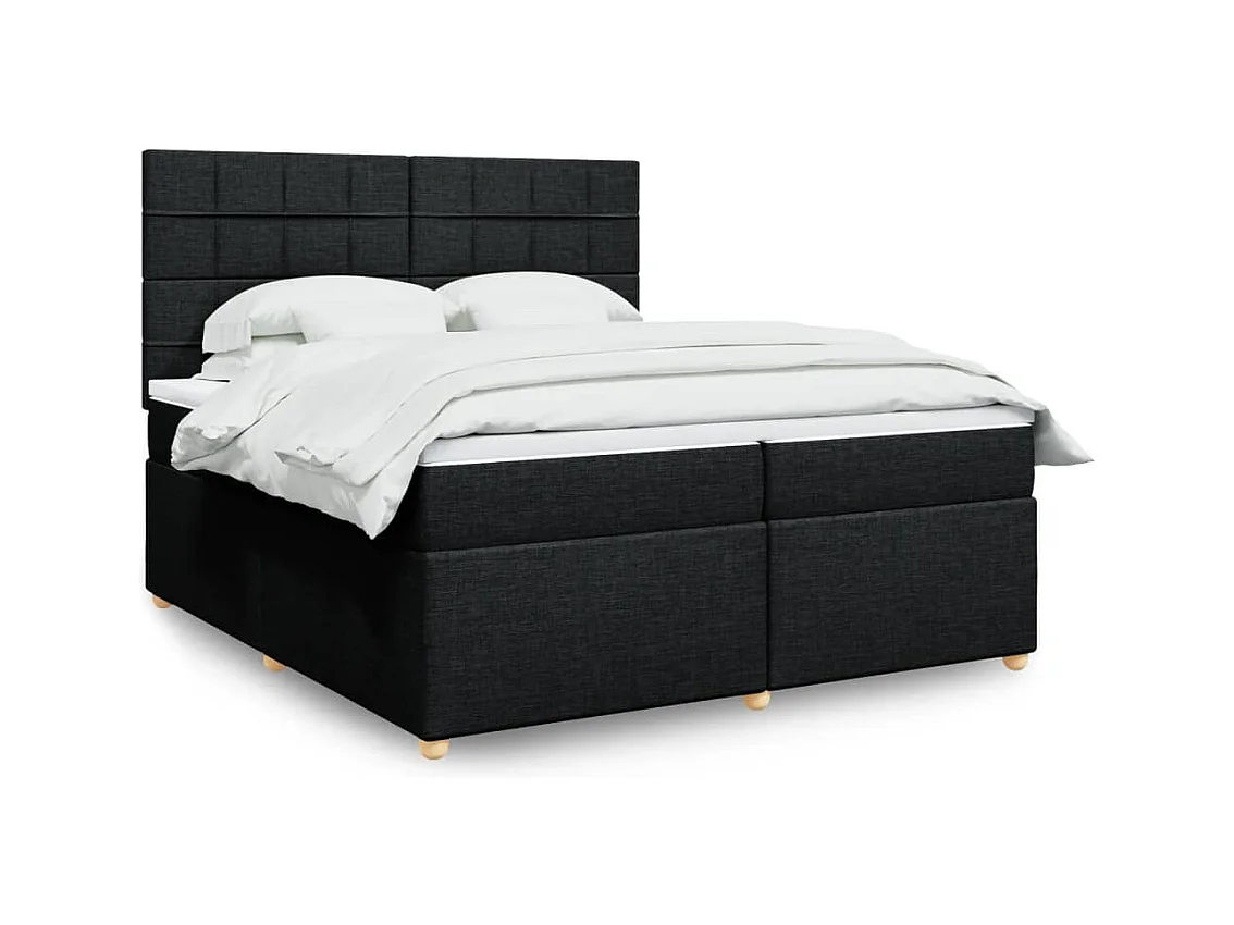 Cama com molas/colchão 200x200 cm tecido preto