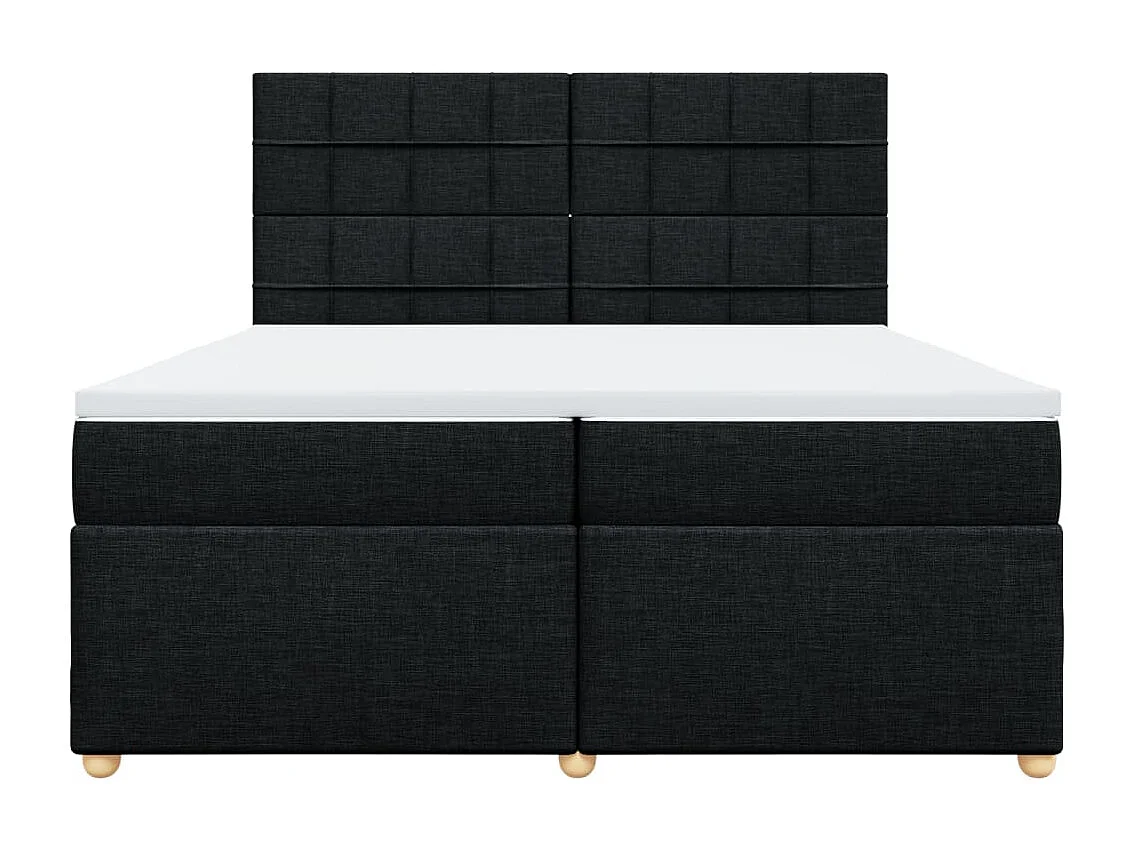 Cama box spring con colchón tela negro 200x200 cm