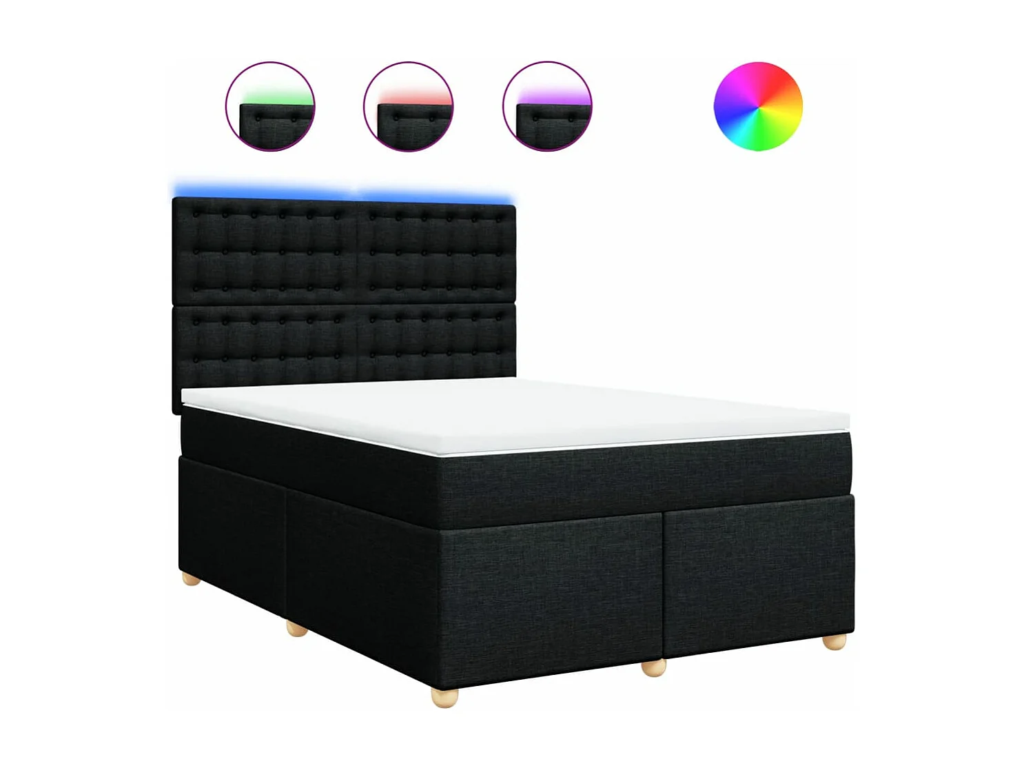 Boxspring met matras stof zwart 140x190 cm