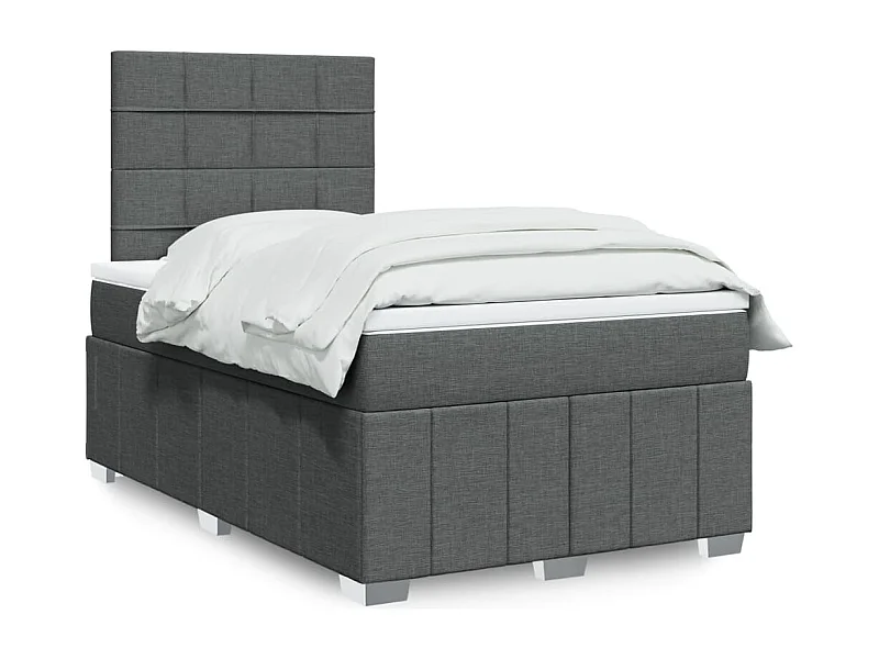 Cama boxspring com colchão 120x190 cm tecido cinzento-escuro