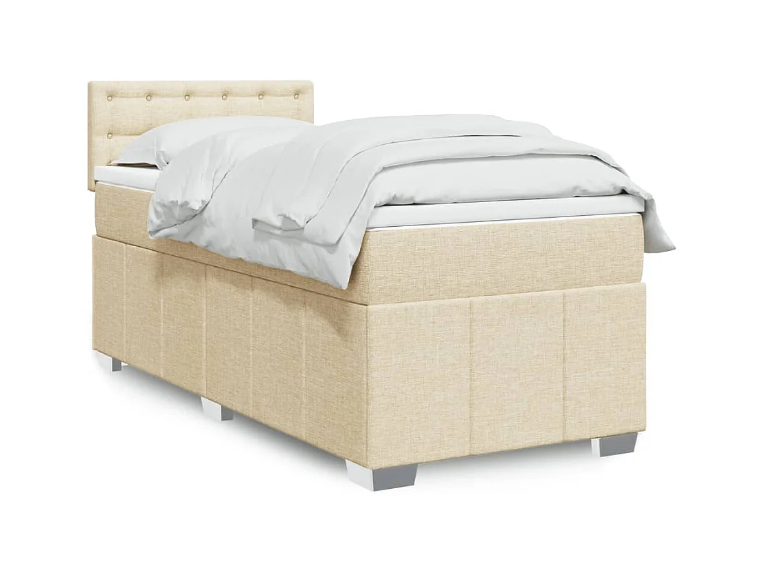 Sommier à lattes de lit et matelas Crème 90x190 cm Tissu