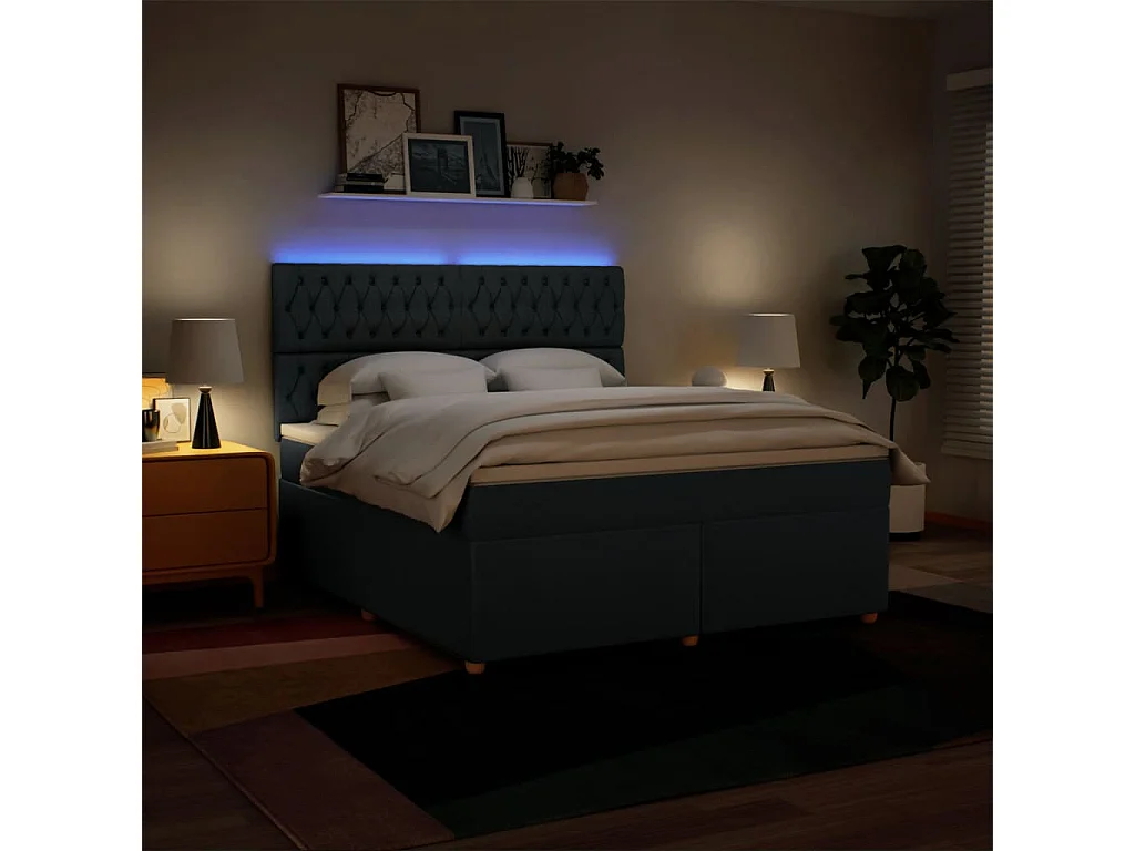 Sommier à lattes de lit avec matelas Bleu 180x200 cm Tissu