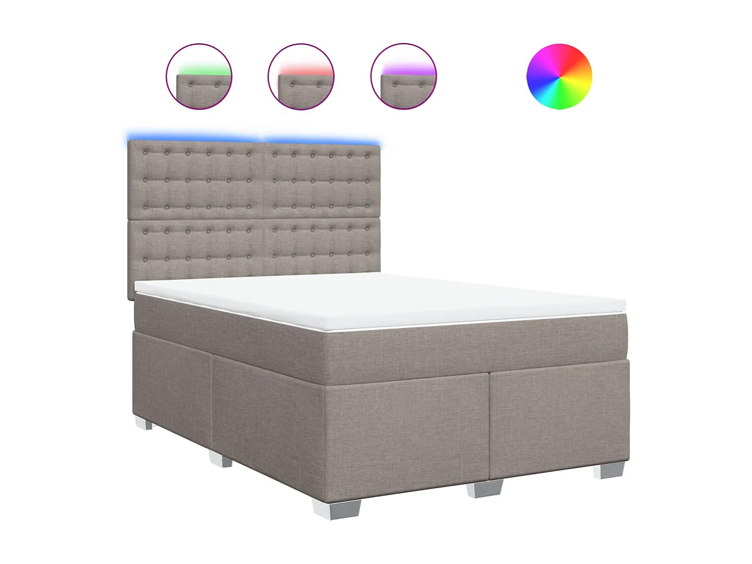 Sommier à lattes de lit avec matelas Taupe 160x200 cm Tissu