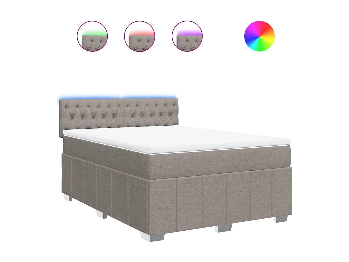 Sommier à lattes de lit avec matelas Taupe 140x190 cm Tissu