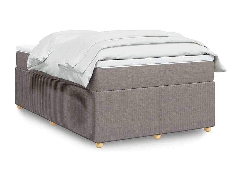 Cama box spring con colchón tela gris taupe 120x190 cm