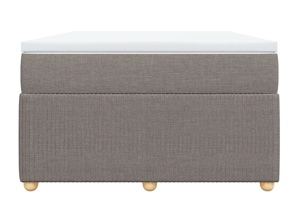 Cama box spring con colchón tela gris taupe 120x190 cm