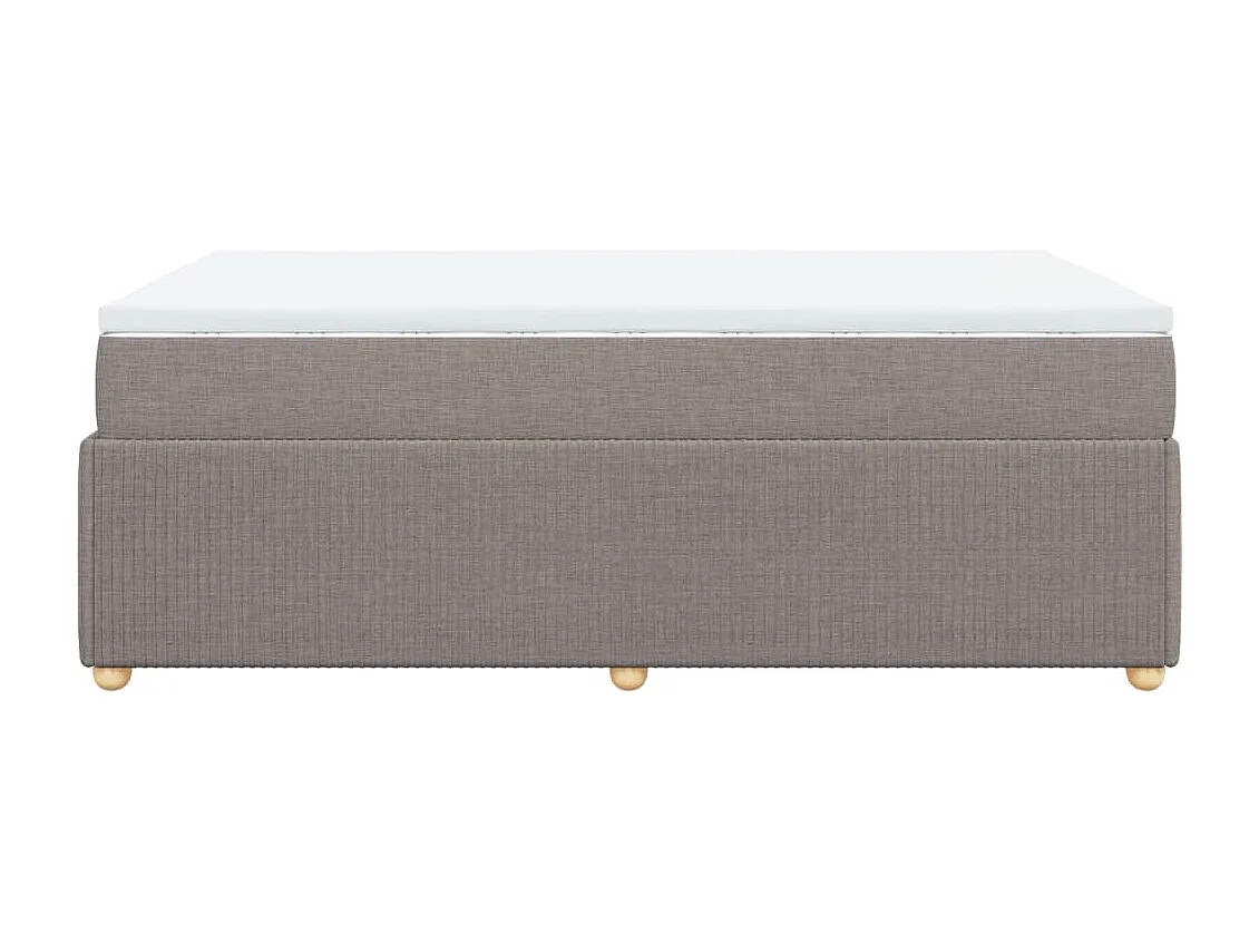 Cama box spring con colchón tela gris taupe 120x190 cm