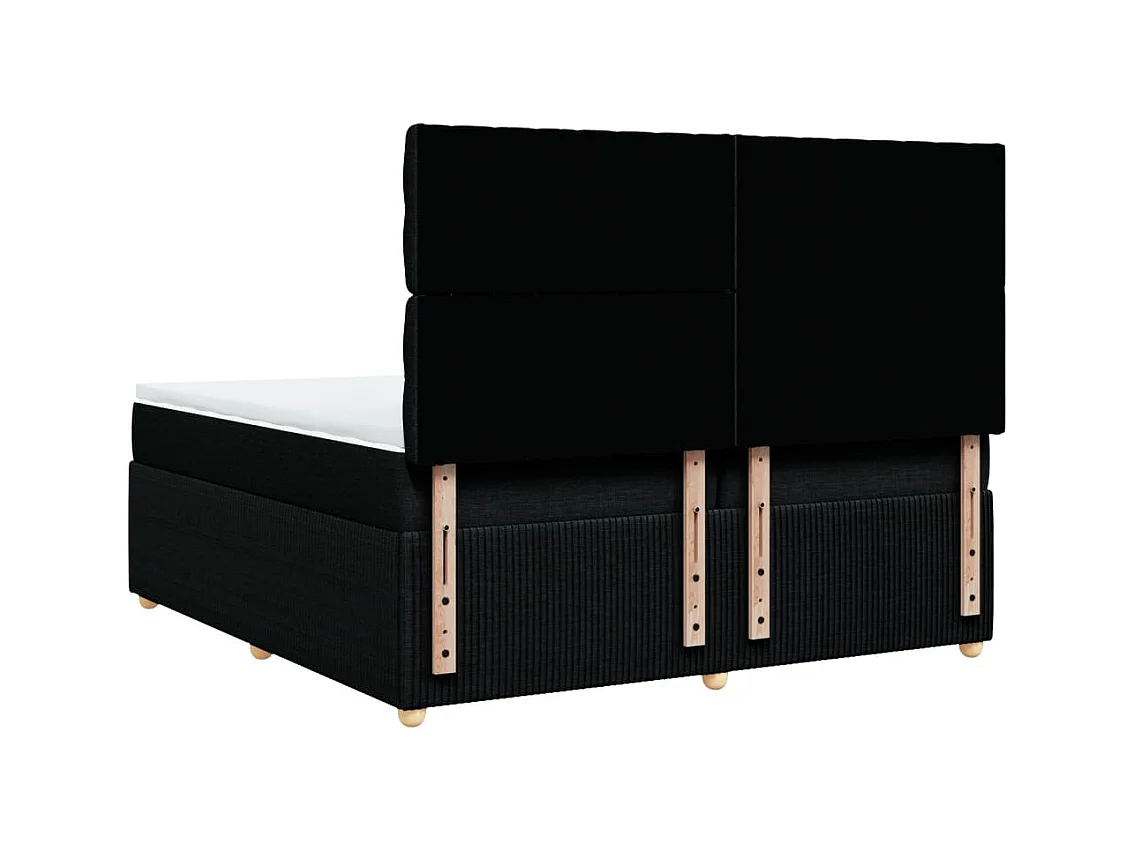 Sommier à lattes de lit avec matelas Noir 200x200 cm Tissu