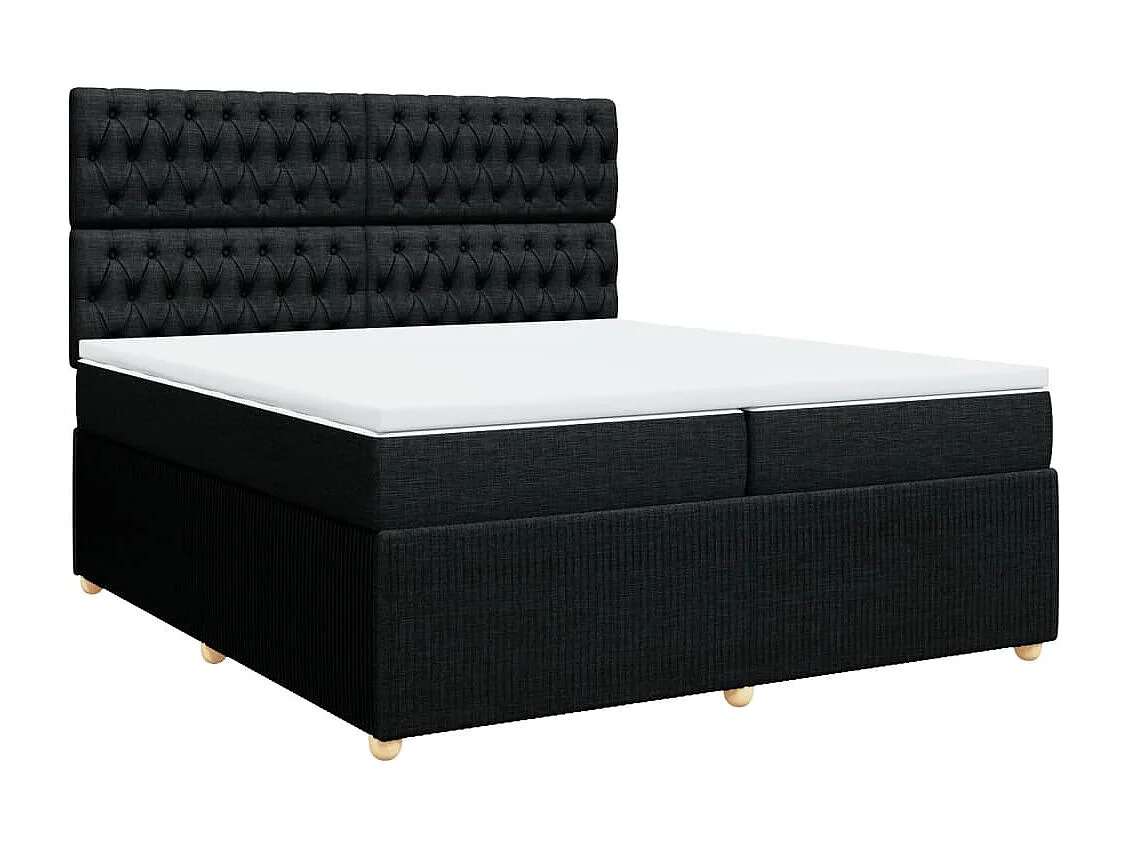 Cama box spring con colchón tela negro 200x200 cm
