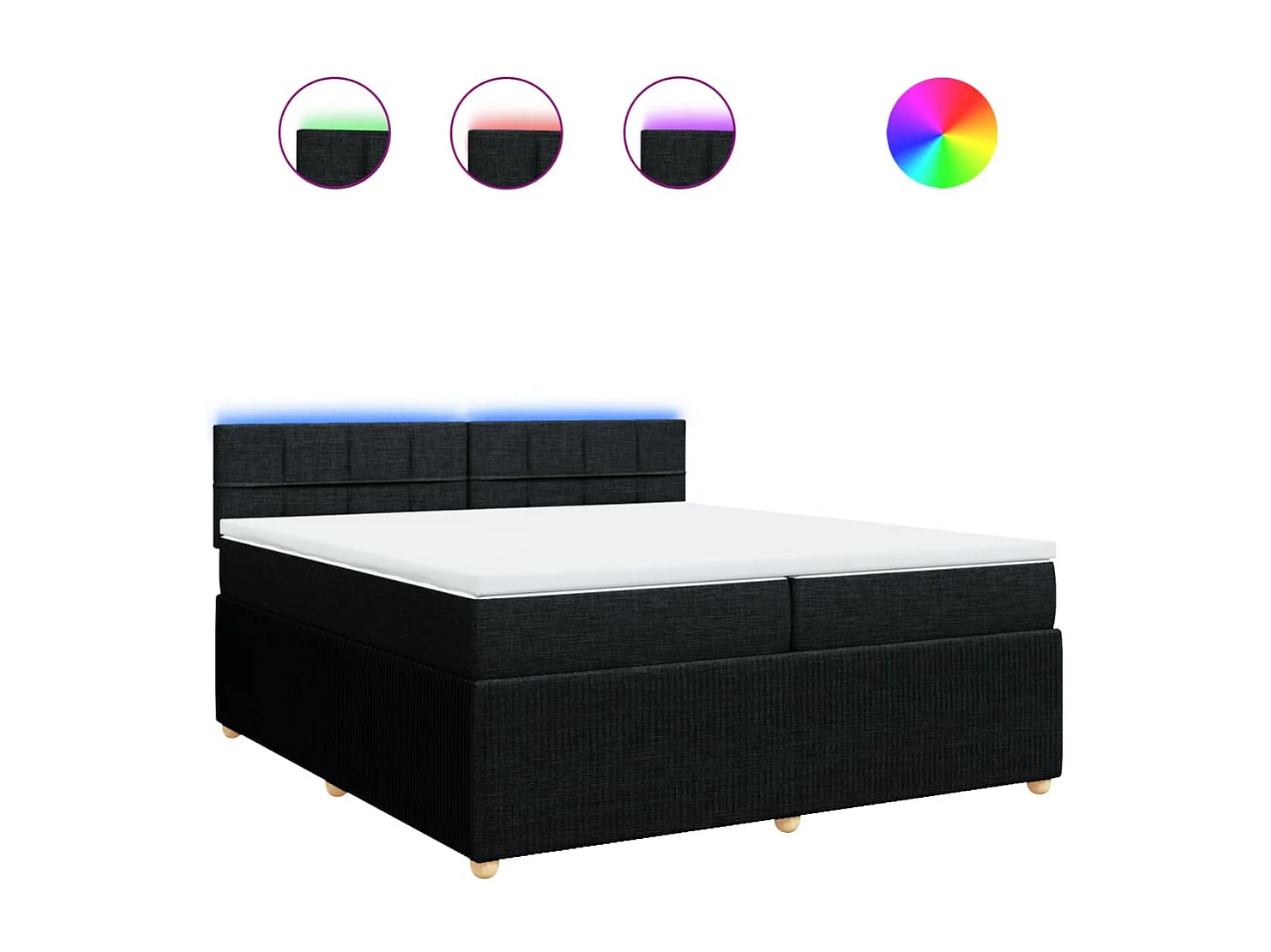 Sommier à lattes de lit avec matelas Noir 200x200 cm Tissu