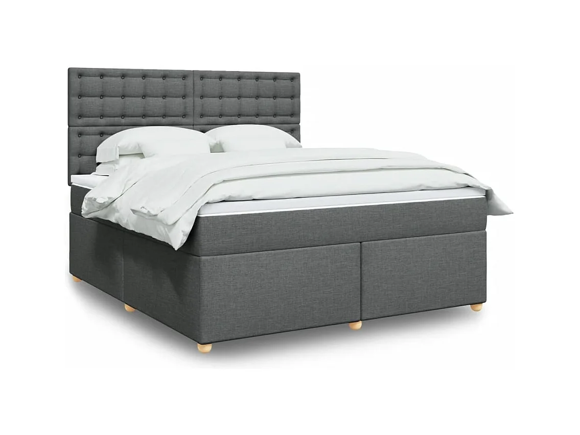 Sommier à lattes de lit avec matelas Gris foncé 180x200cm Tissu