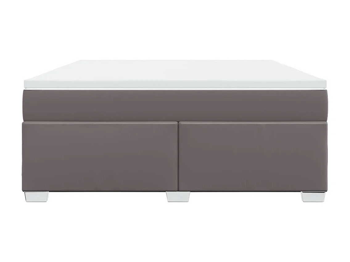 Cama box spring con colchón cuero sintético gris 180x200 cm