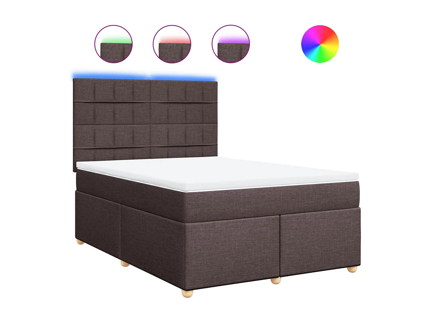 Cama box spring con colchón tela marrón oscuro 140x200 cm