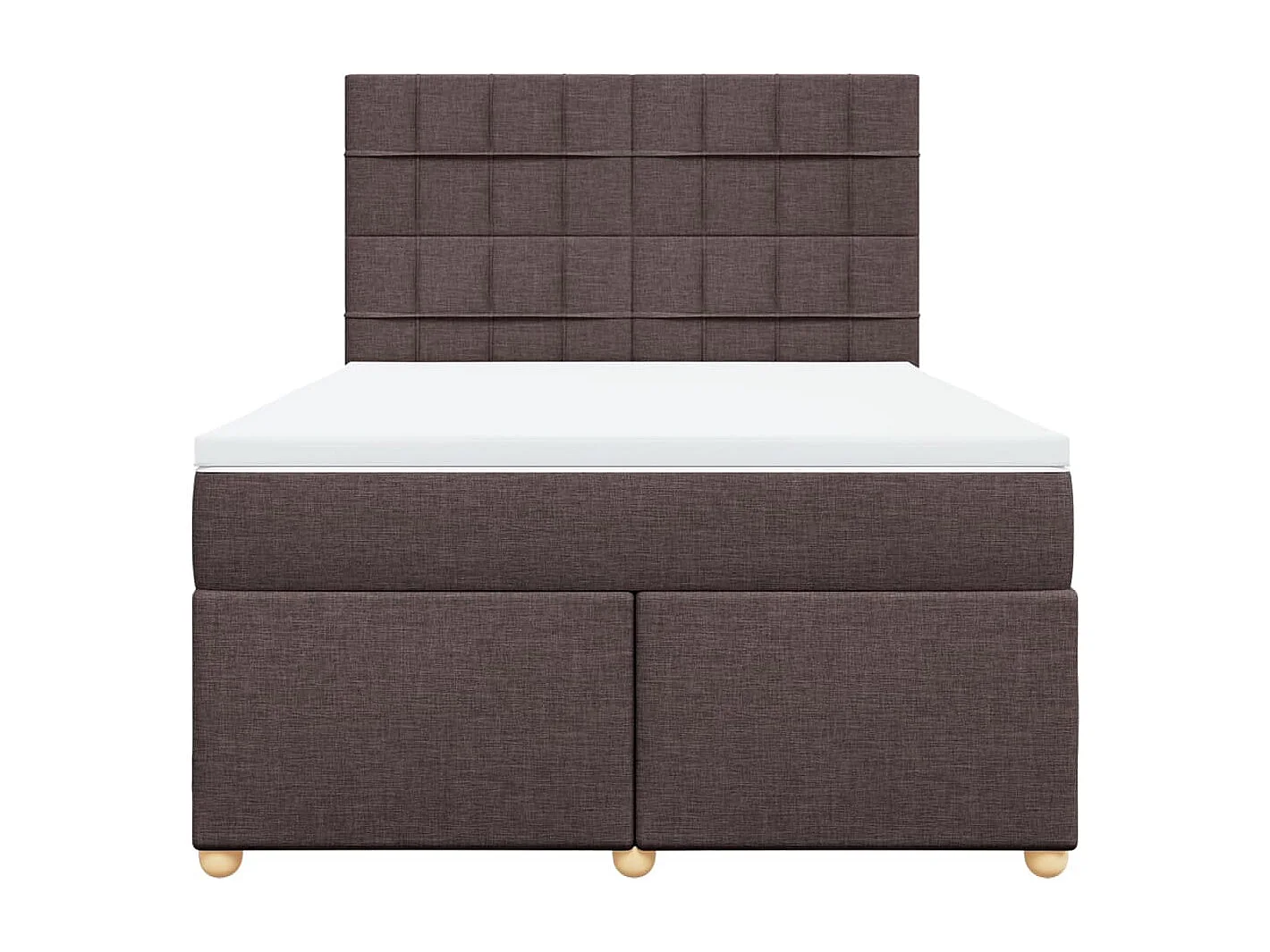 Cama box spring con colchón tela marrón oscuro 140x200 cm
