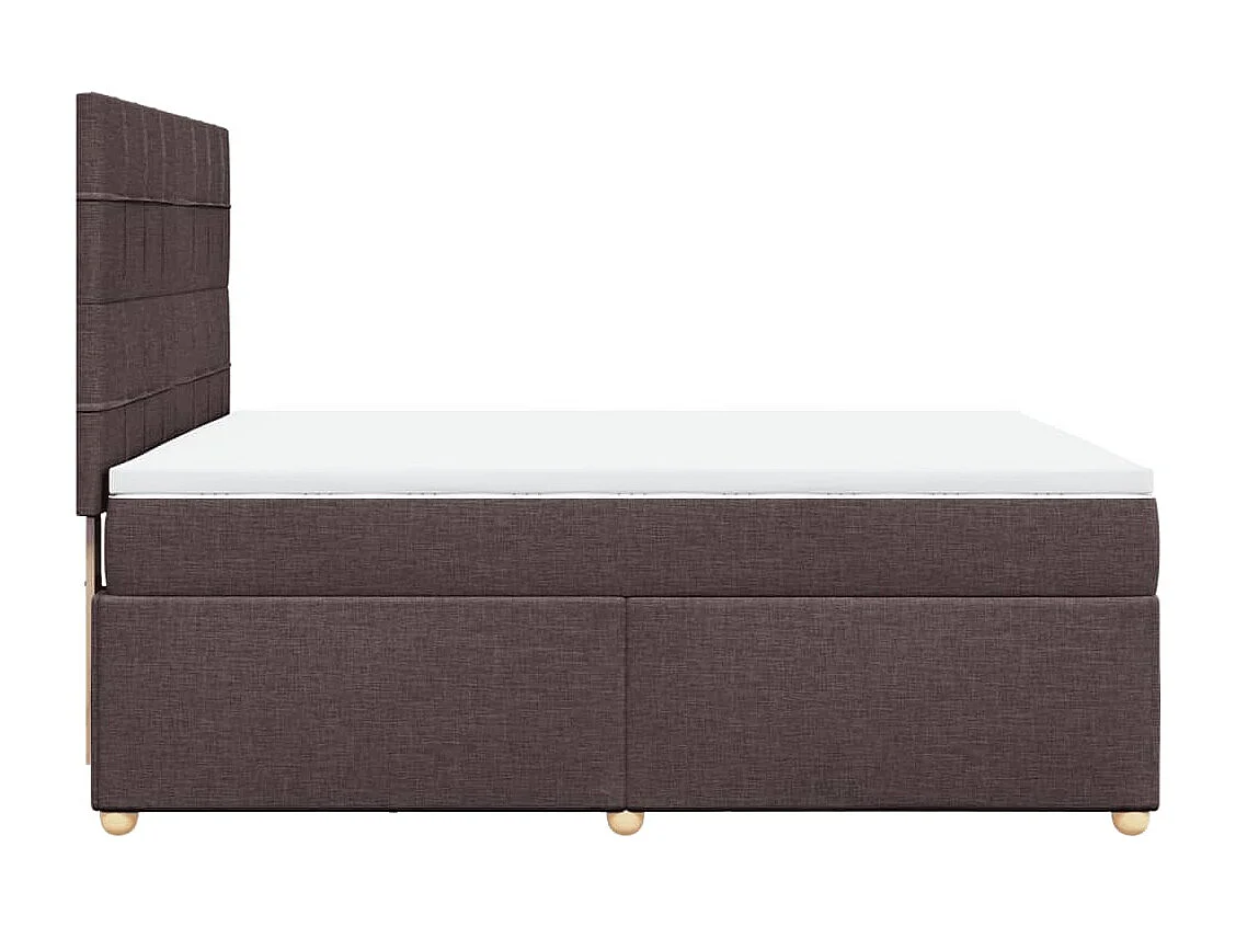 Cama box spring con colchón tela marrón oscuro 140x200 cm