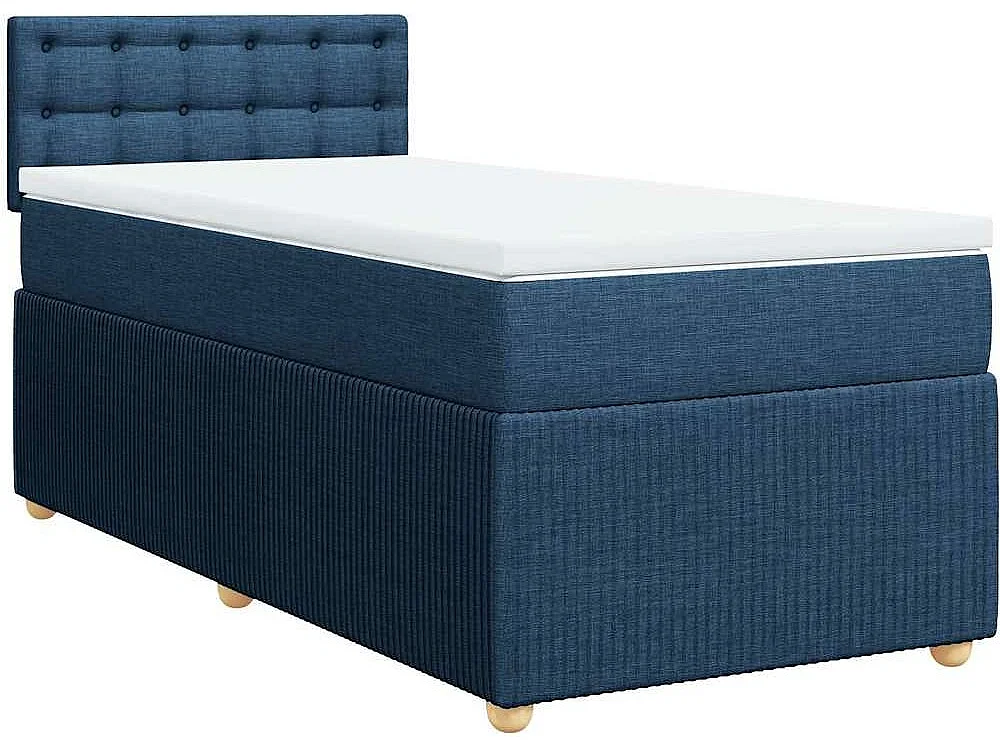 Cama com molas/colchão 80x200 cm tecido azul