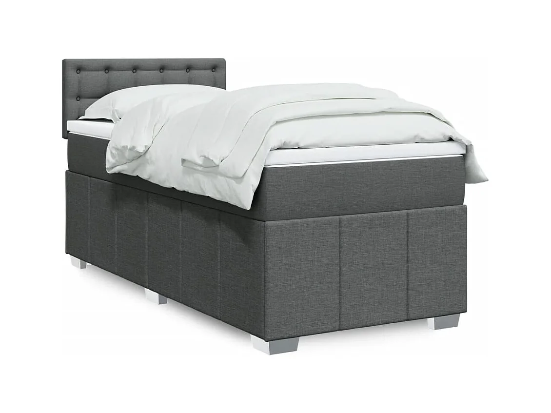 Sommier à lattes de lit et matelas Gris foncé 90x190 cm Tissu
