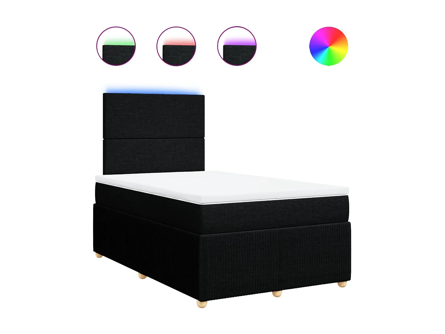 Sommier à lattes de lit avec matelas noir 120x190 cm tissu