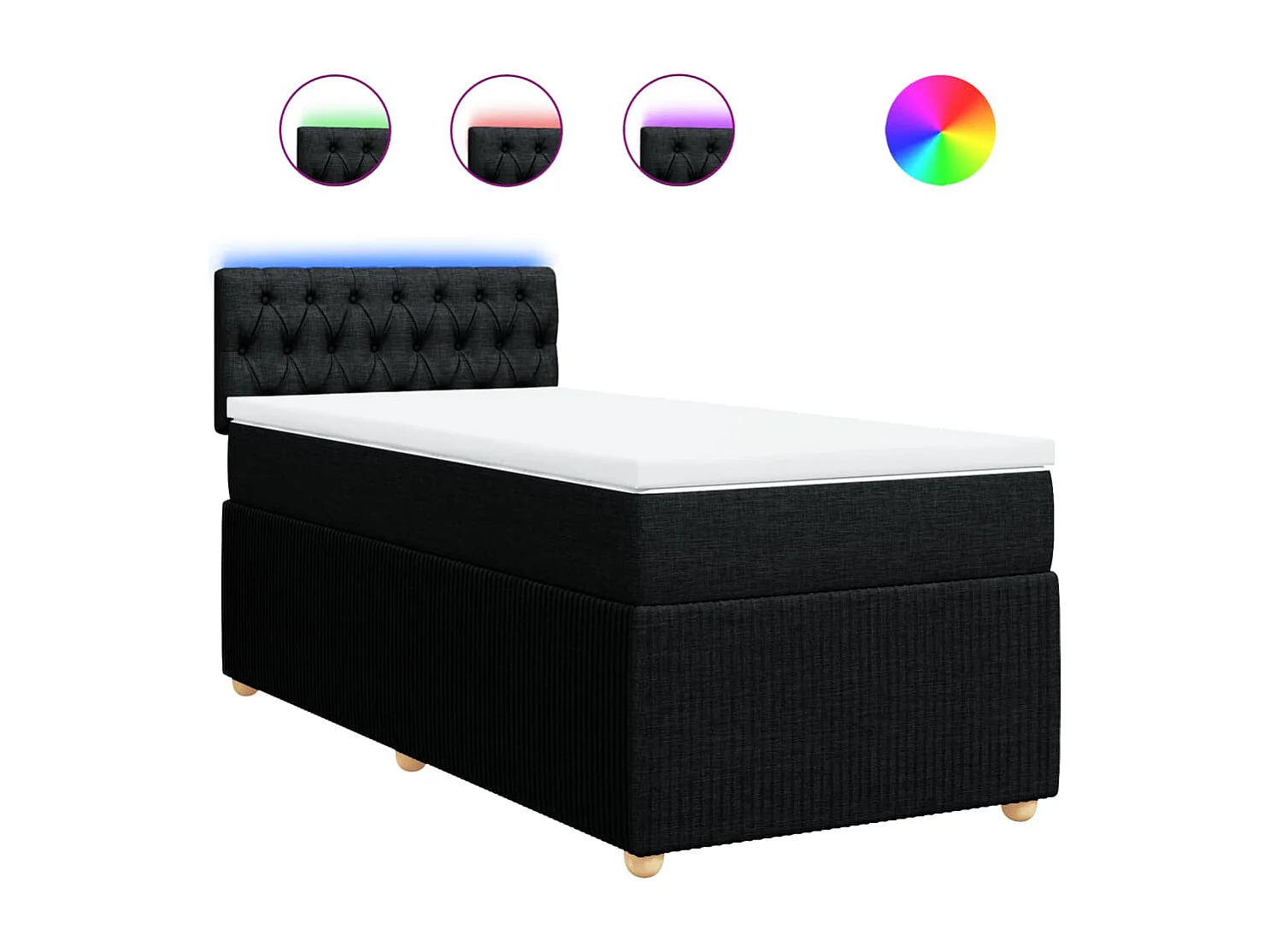 Boxspring met matras stof zwart 80x200 cm