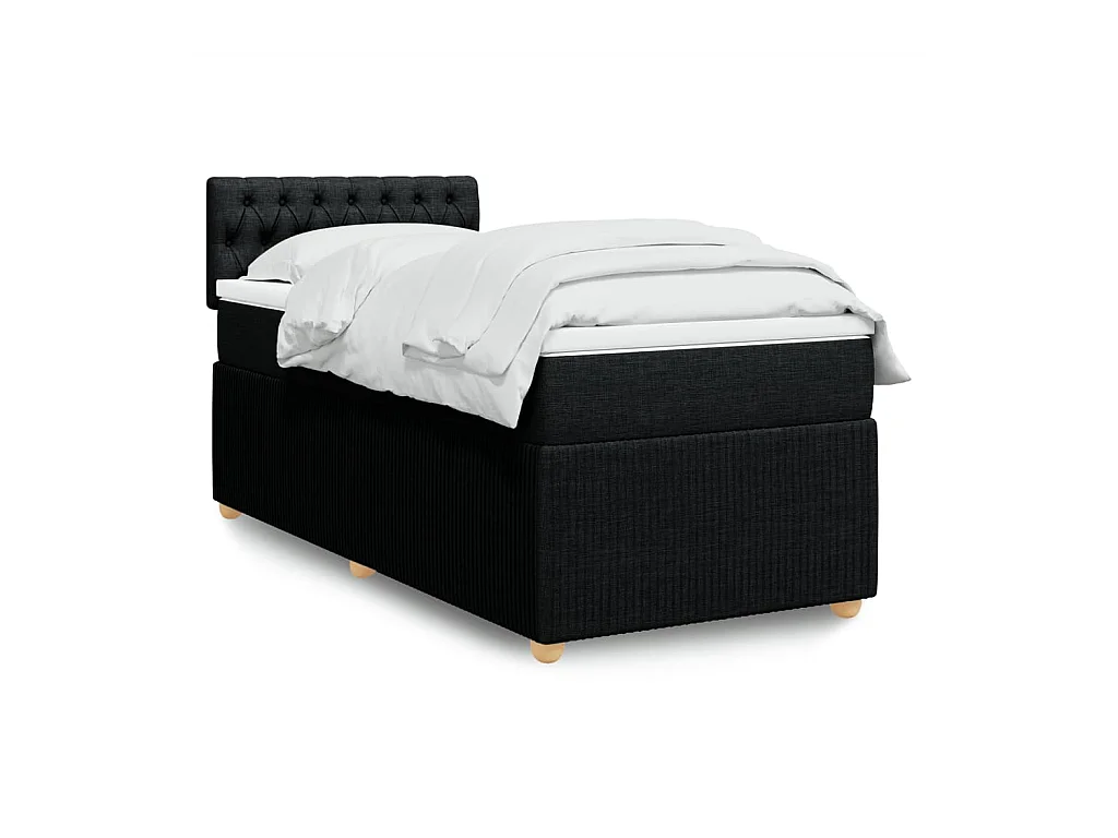Sommier à lattes de lit et matelas Noir 80x200 cm Tissu