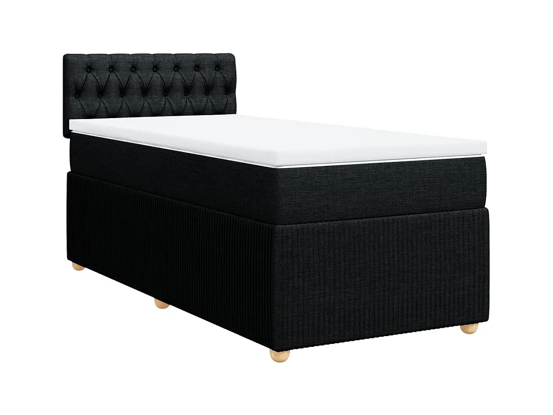 Cama com molas/colchão 80x200 cm tecido preto